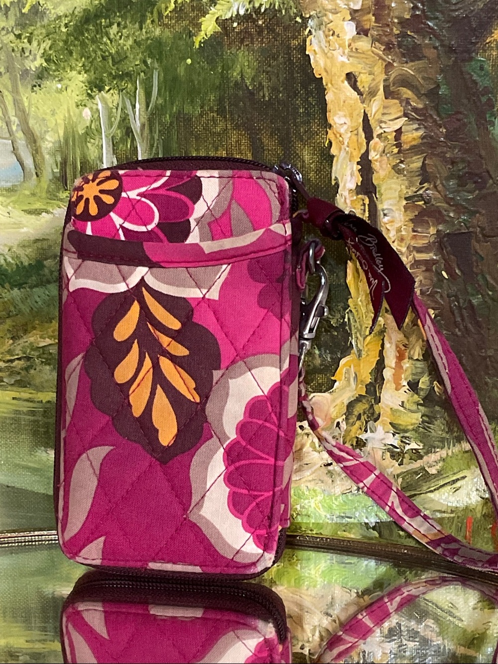 Vera Bradley Magenta Floral Quilted Crossbody Wristlet